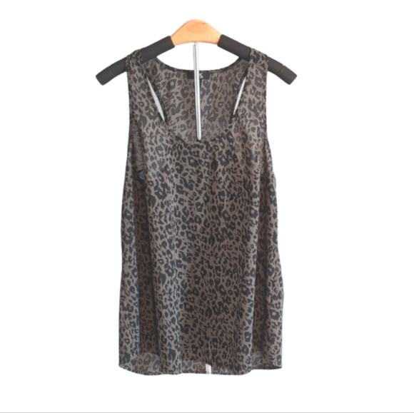 CHIC by Jacob Leopard Print Tank Top | Size M Brown Racerback Cami Blouse - Picture 1 of 6